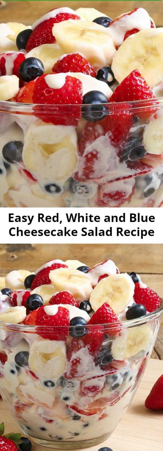 Easy Red, White and Blue Cheesecake Salad Recipe – Mom Secret Ingrediets