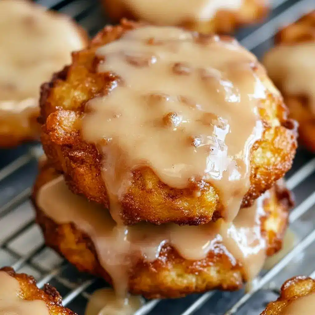 Golden Baked Fritters Recipe piled on a plate, each glazed and studded with apple chunks — the ultimate Best Apple Fritters Recipe that doubles as Breakfast Stuff or cozy Old People Desserts. A tray of Homemade Pastries Easy enough for weeknights, inspired by Seasonal Baking Recipes and adaptable with Canned Apple Recipes Desserts, delivering Soft Apple Recipes comfort as the ultimate Warm Food Recipes.
