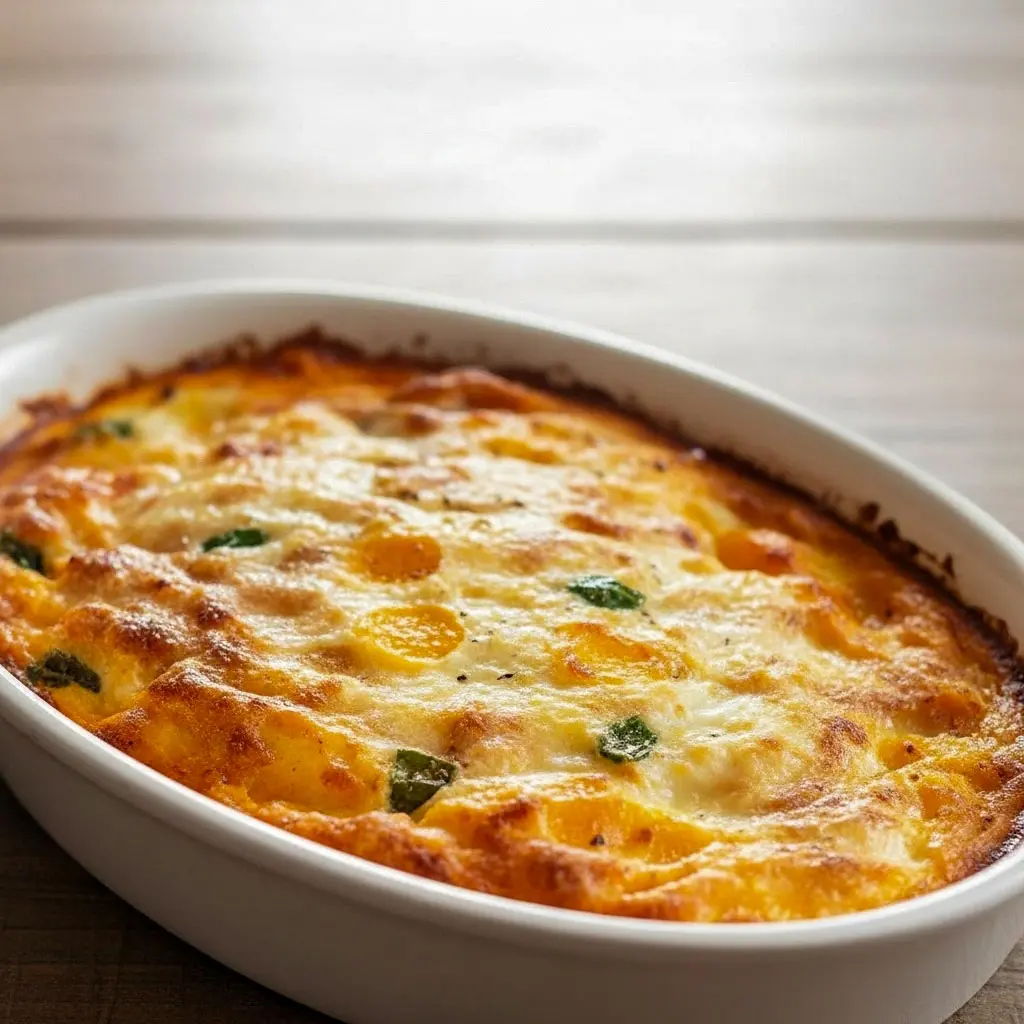 A golden-baked Casserole With Sweet Potatoes featuring fluffy eggs, turkey sausage, and melted cheese — the perfect Easy Breakfast For Family or cozy Healthy Breakfast Dinner for fall mornings.