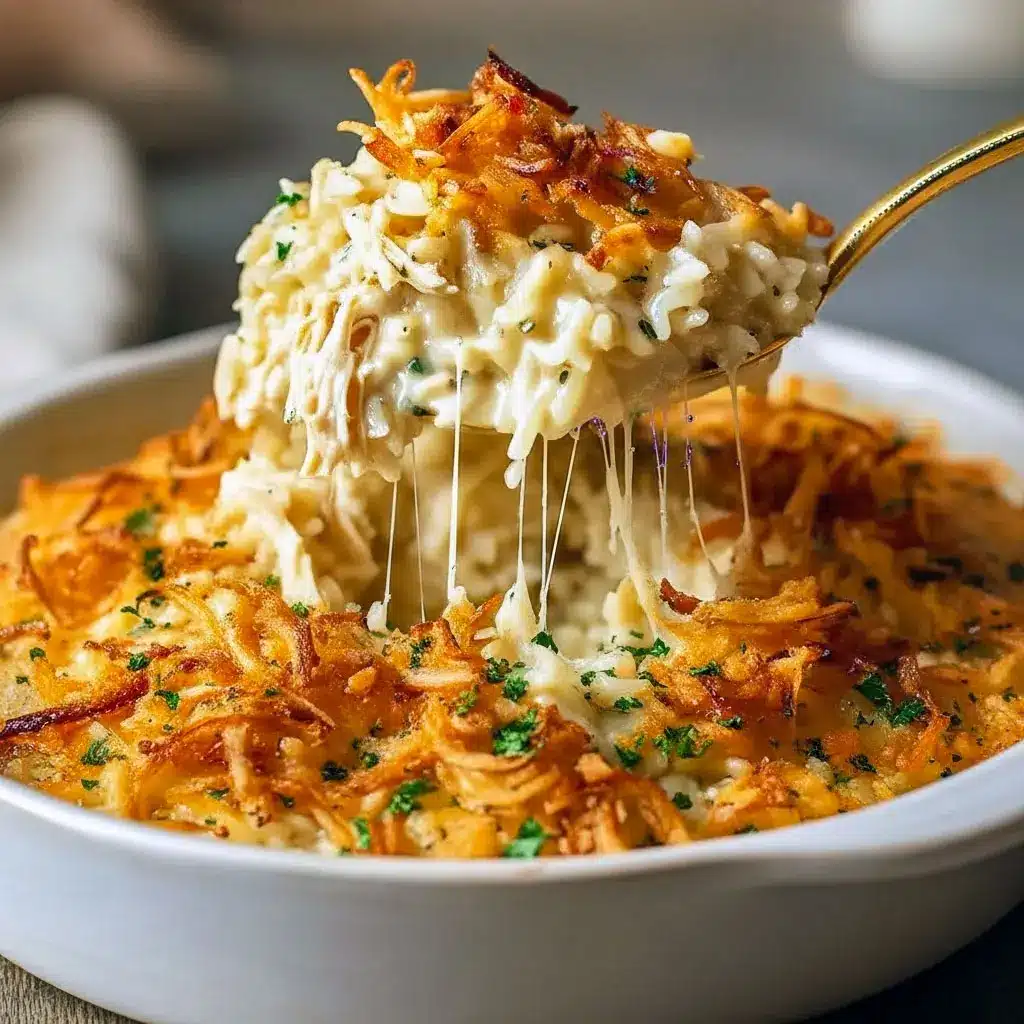 Chicken Onion Soup Rice Casserole – Rich, Savory & So Easy to Make1 Golden baked Chicken And Rice With Onion Soup casserole topped with crispy fried onions and melted cheese, served hot in a white baking dish with a sprinkle of parsley.
