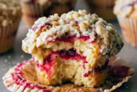 Cranberry Sauce Desserts Don’t Get Better Than These Cozy Muffins2 Golden crumb-topped muffins filled with rich cranberry sauce, the perfect cozy Cranberry Sauce Desserts idea for the holidays.