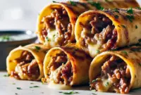French Dip Roll Ups Tortilla — Perfect Quick Weeknight Meal Golden-baked Roll Ups Tortilla stuffed with melty cheese and Sliced Roast Beef, served with a bowl of au jus for French Dip dipping, garnished with crispy French Fried Onions and showcasing juicy Tender Roast Beef in portable Tortilla Rolls — a savory French Dip Sandwich riff and perfect Roll Ups for Quick Weeknight Meals.