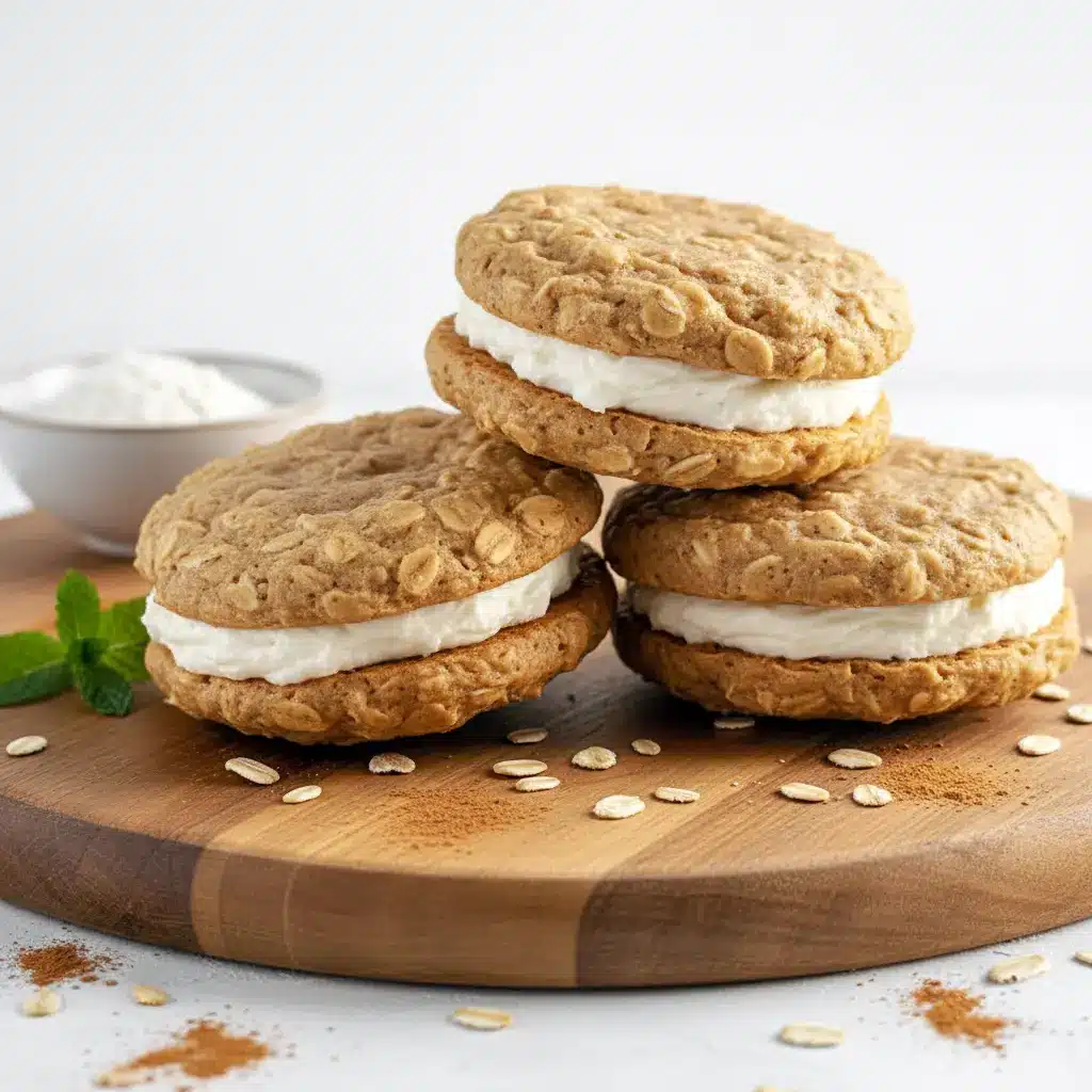 Soft and chewy protein oatmeal cream pies filled with a fluffy sugar-free cream layer, made as Sugar Free Low Fat Desserts and perfect for anyone craving High Protein Sugar Free Desserts, Sugar Free Oatmeal Cream Pies, or Healthier Oatmeal Cream Pies with a delicious Creamy Protein Oatmeal center—featuring a Low Calorie Oatmeal Cream Pie twist for Healthy Oatmeal Cream Pies, Protein Oatmeal Cream Pies, and Homemade Oatmeal Cream Pies Healthy treats.