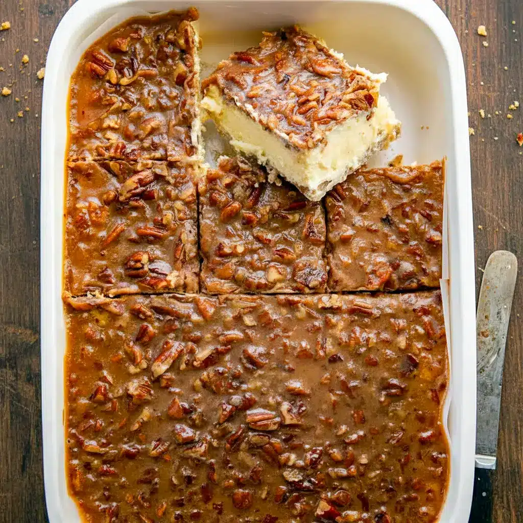 A rich Cheesecake With Pecan Pie Topping featuring a buttery crust, creamy cheesecake layer, and glossy caramelized pecans drizzled over the top — the ultimate Baking With Pecans dessert.