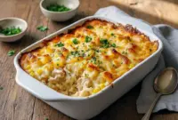 Chicken and Rice Casserole – A Heavenly Dinner That Practically Makes Itself3 Golden, creamy Angel Chicken Rice baked to perfection in a casserole dish, topped with melted cheese and herbs — the perfect comfort meal for Recipes For Family Gatherings.