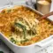 A golden, bubbling Creamy Chicken Orzo Casserole topped with crispy onions and melted cheese — the perfect Monterey Chicken inspired comfort dish for weeknight dinners.