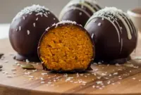 Dairy Free Fall Treats – These Healthy Pumpkin Truffles Are Pure Bliss!2 Close-up of rich dark chocolate Dairy Free Fall Treats filled with creamy pumpkin spice centers — the perfect Pumpkin Recipes Thanksgiving idea for Pumpkin Baking Healthy fans looking for Sugar Free Thanksgiving Recipes, Pumpkin Sugar Free Desserts, or Clean Treats Recipes like Healthy Pumpkin Bites, Flourless Pumpkin Desserts, and a cozy Antiinflammatory Recipe Dessert for fall.