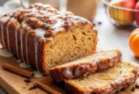 Delicious Amish Apple Fritter Bread With Cake Mix for Sweet Apple Cravings1 Freshly sliced Amish Apple Fritter Bread on a rustic board, showcasing the timeless goodness of an Amish Apple Fritter Bread Recipe, inspired by cozy Apple Baked Recipes and easy baking favorites.