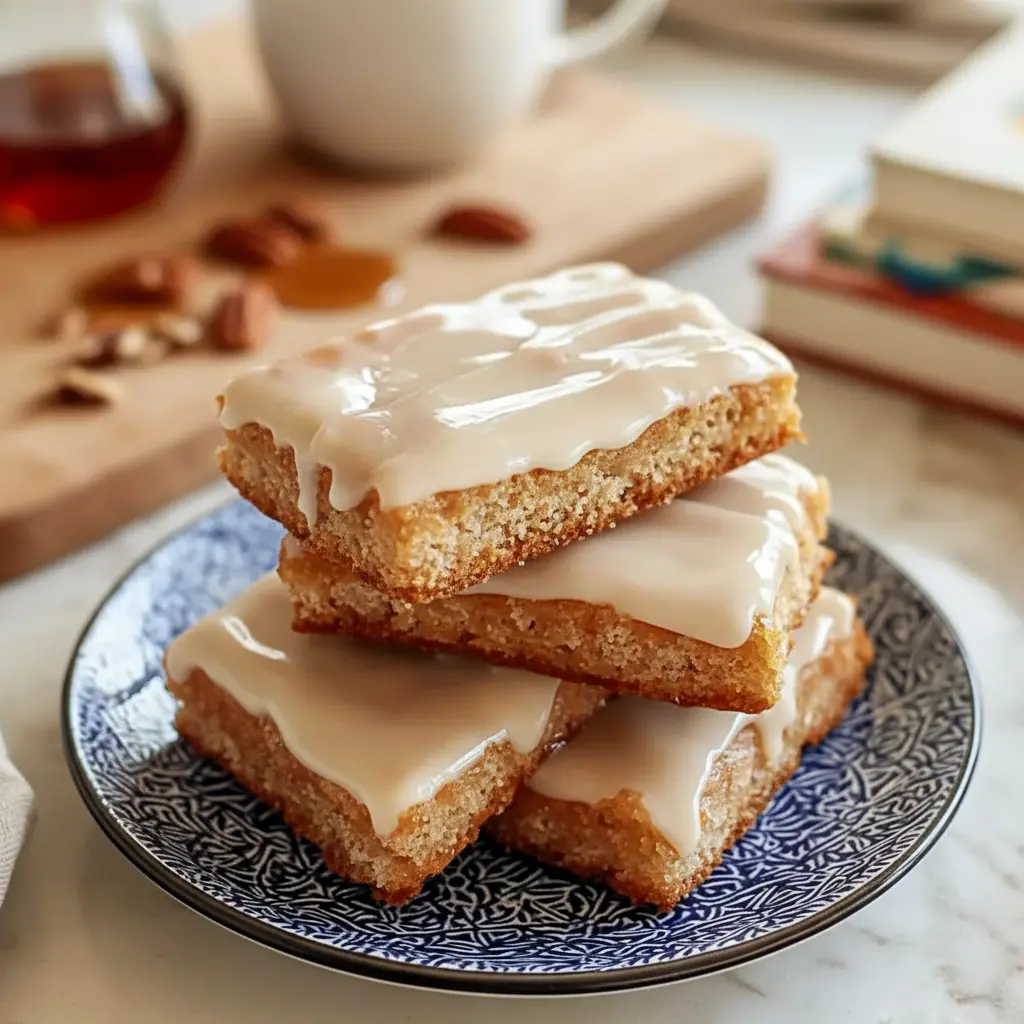 Soft, fluffy Maple Donut Bars drizzled with a sweet glaze, styled as a cozy Baked Breakfast and simple Sweet Treat made from easy Breakfast Baked Goods, perfect for fans of Breakfast Donuts, classic Maple Recipes, and nostalgic Maple Bars—a warm, homemade option for anyone looking for delicious Things To Bake.