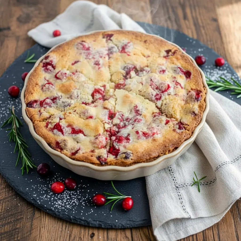 A golden, buttery Festive Cranberry Pie Recipe topped with a flaky crust and bursting with bright red cranberries — the perfect Christmas Fruit Pie for cozy holiday gatherings.