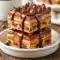 Close-up of gooey Caramel Cookie Bars with a golden crumbly top and melted caramel center, perfect for Good Bar Recipes and Easy Desserts With Caramel, styled as cozy Fall Bar Cookie Recipes on a rustic wooden plate.