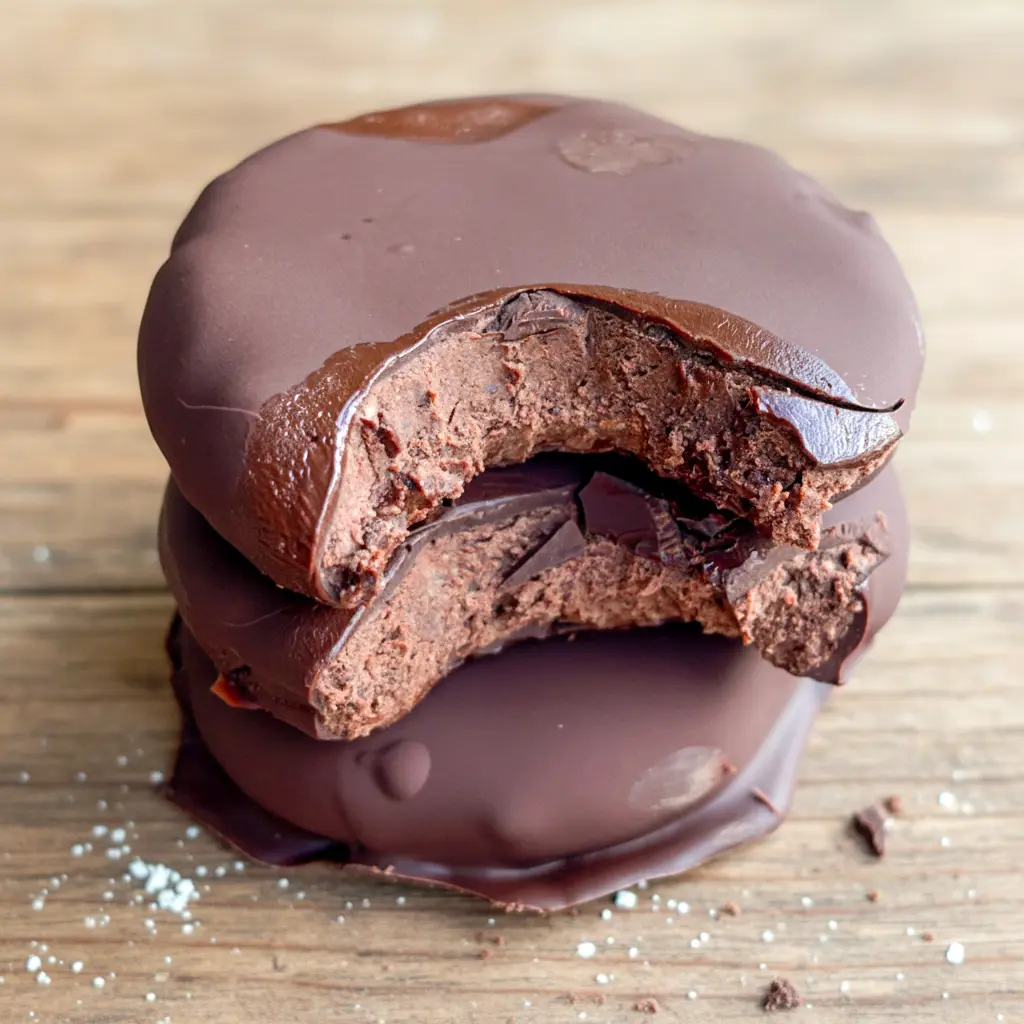 Fudgy mint chocolate protein cookies dipped in glossy dark chocolate, made with simple ingredients for Mint Chocolate Protein Recipes, perfect for anyone craving refreshing, chocolaty Protein Treats Healthy enough for everyday snacking.