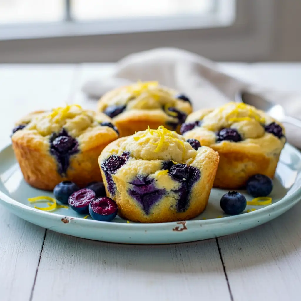 Golden mini muffins made with cottage cheese, blueberries, and lemon zest on a cooling rack — a delicious High Protein Cottage Cheese Blueberry Lemon Muffins batch that’s perfect for Healthy Snacks To Meal Prep or a quick Healthy Recipe Snack for active mornings.