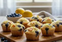 High Protein Cottage Cheese Blueberry Lemon Muffins – Easy, Energizing & Delicious3 Golden mini muffins made with cottage cheese, blueberries, and lemon zest on a cooling rack — a delicious High Protein Cottage Cheese Blueberry Lemon Muffins batch that’s perfect for Healthy Snacks To Meal Prep or a quick Healthy Recipe Snack for active mornings.
