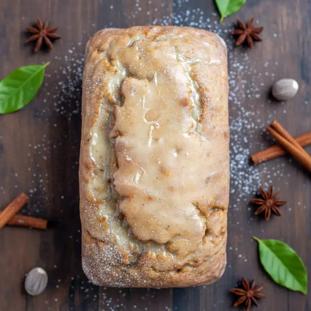 Moist holiday banana bread drizzled with creamy eggnog glaze, inspired by festive Recipe With Eggnog, perfect for Banana Christmas Desserts and cozy Winter Banana Bread ideas.