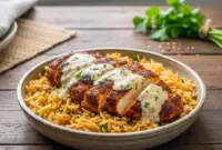 Close-up of creamy Cajun chicken served over garlic rice, styled as Healthy Clean Dinner Ideas for fans of Chicken Ww Recipes, Dinner Ideas High Protein Low Calorie, Chicken Rice Healthy Recipes, and elegant Family Meals With Chicken, featuring a rich Dinner With Heavy Cream sauce ideal for Protein And Healthy Fats Meals, Cajun Chicken Recipes Healthy, and easy Low Calorie Chicken Meal Prep.