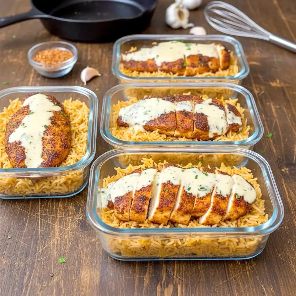 Close-up of creamy Cajun chicken served over garlic rice, styled as Healthy Clean Dinner Ideas for fans of Chicken Ww Recipes, Dinner Ideas High Protein Low Calorie, Chicken Rice Healthy Recipes, and elegant Family Meals With Chicken, featuring a rich Dinner With Heavy Cream sauce ideal for Protein And Healthy Fats Meals, Cajun Chicken Recipes Healthy, and easy Low Calorie Chicken Meal Prep.