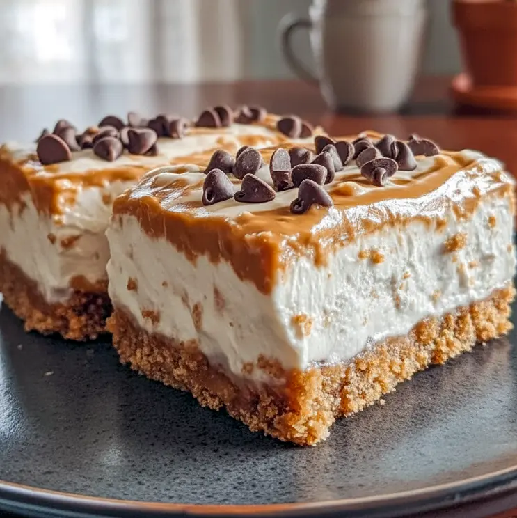 A creamy slice of No Bake Peanut Butter Treat with a buttery graham crust, topped with peanut butter cheesecake filling — the perfect Dessert For After Dinner and one of the most Easy Delicious Holiday Desserts to enjoy chilled from your Refrigerator Dessert Recipes collection.