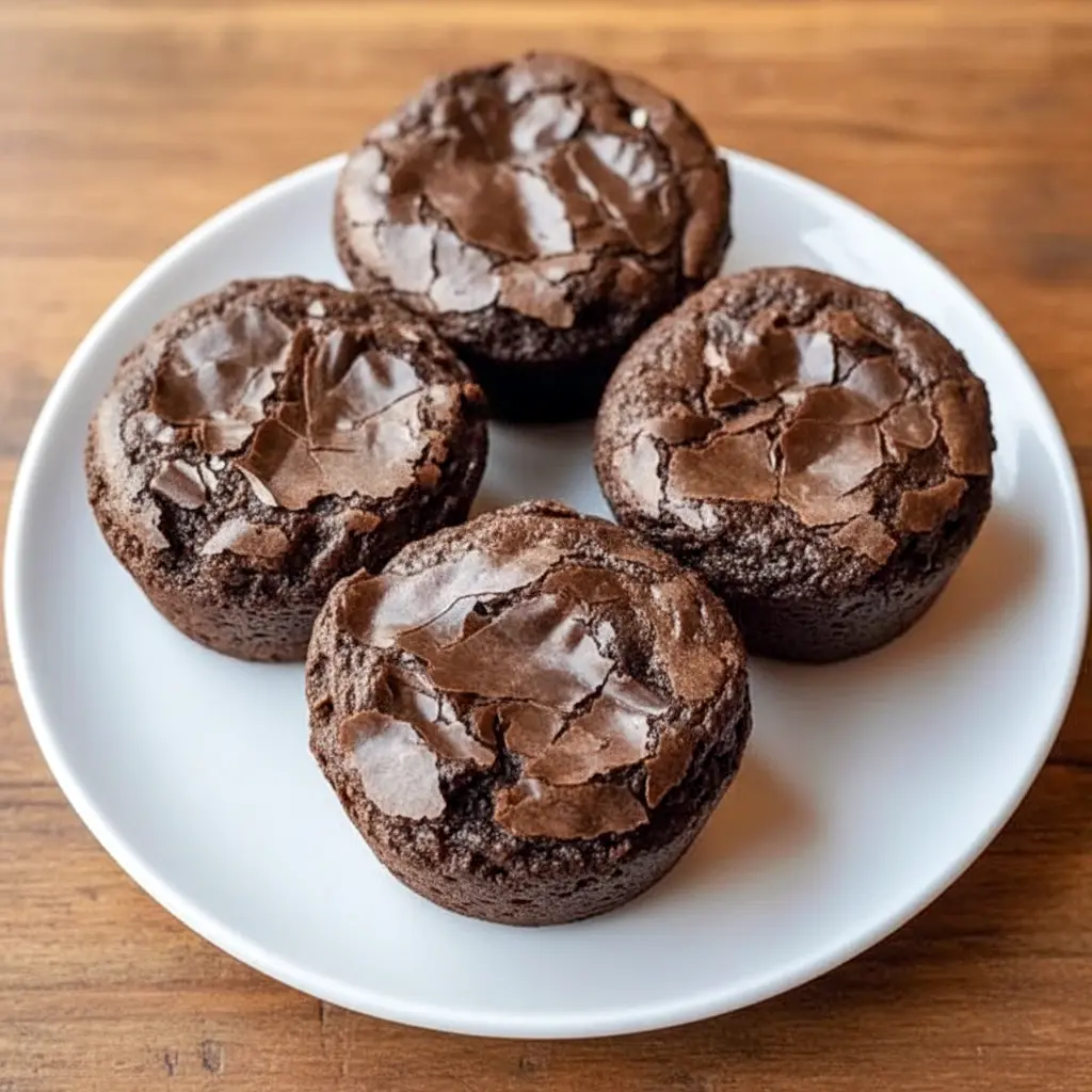 Close-up photo of High Protein Brownie Bites in a mini muffin pan, rich and chocolatey with a soft, fudgy center, showing a healthy bite-sized treat perfect for snacking.