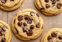 Surprisingly Delicious Health Chocolate Chip Cookies with Serious Protein1 Plate of thick, chewy chocolate chip protein cookies with a wholesome, bakery-style finish, perfect for a nutritious snack or post-workout treat.