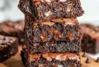 Fudgy zero sugar brownies made with Greek yogurt — rich chocolate squares that are Easy On The Go Desserts, perfect for healthy snacking or meal prep.