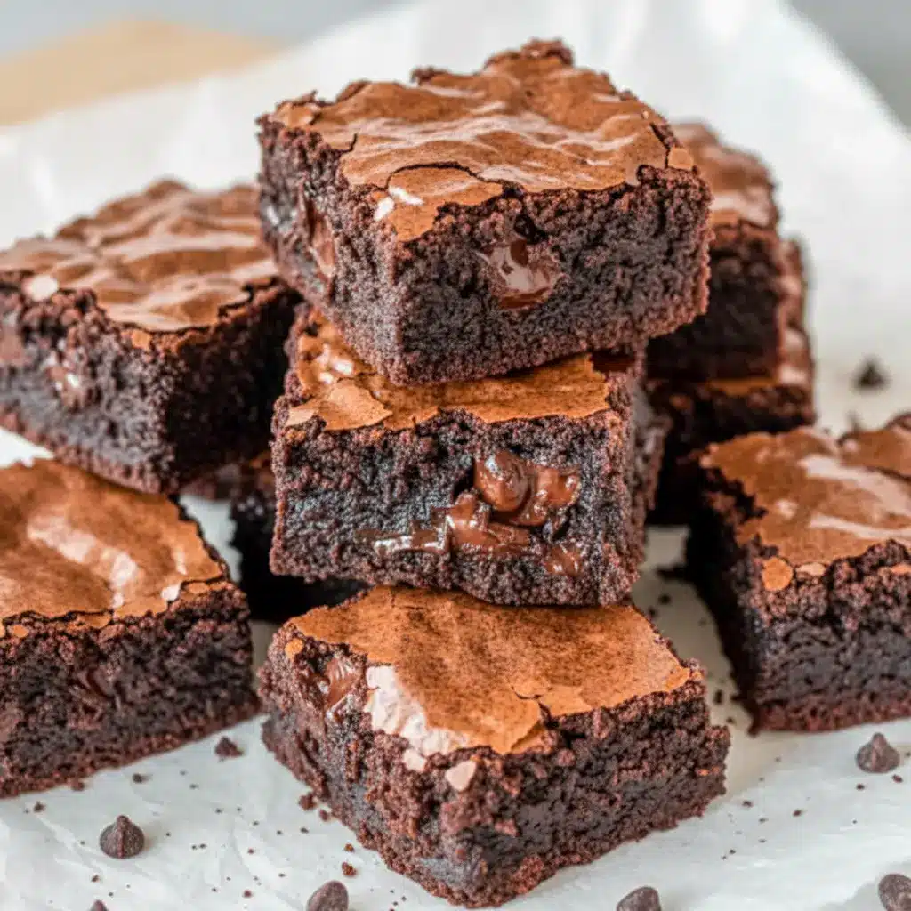 Fudgy zero sugar brownies made with Greek yogurt — rich chocolate squares that are Easy On The Go Desserts, perfect for healthy snacking or meal prep.