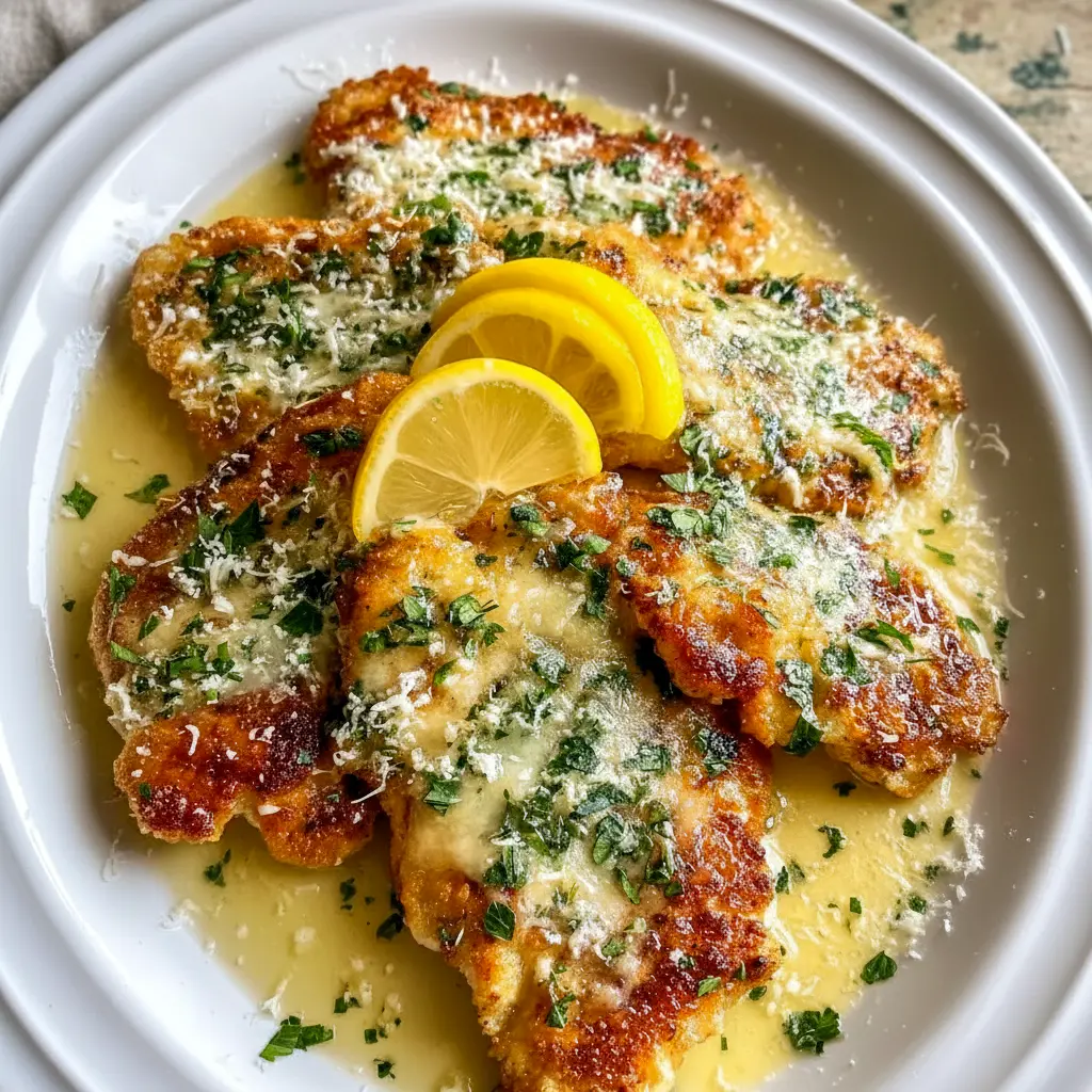 Crispy Lemon Chicken Romano on a plate with golden crust, fresh parsley, and lemon slices — a bright, flavorful twist on classic poultry and lemon chicken recipes.