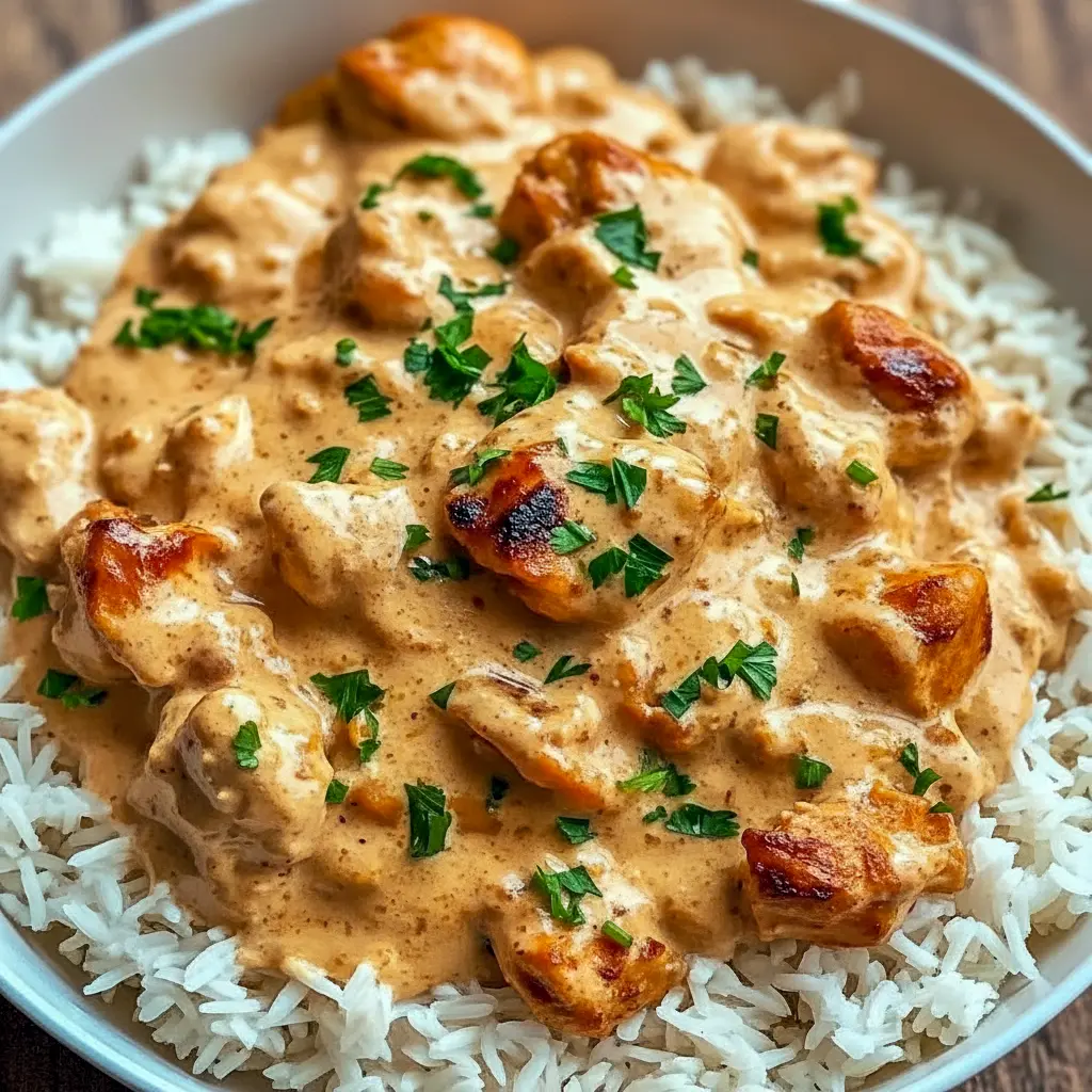 Plate of crispy-tender Smothered Chicken served over fluffy rice, styled for Pinterest and perfect for fans of Rice Dinner Recipes, Chicken Thighs Recipes Boneless Skinless, and comforting Chicken And Rice meals that fit into easy Food Projects and a relaxed Dinner Plan, showcasing hearty Rice Dishes.