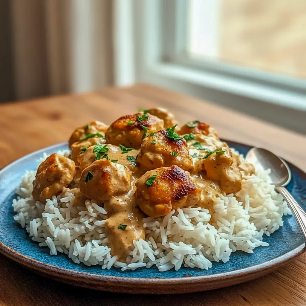 Plate of crispy-tender Smothered Chicken served over fluffy rice, styled for Pinterest and perfect for fans of Rice Dinner Recipes, Chicken Thighs Recipes Boneless Skinless, and comforting Chicken And Rice meals that fit into easy Food Projects and a relaxed Dinner Plan, showcasing hearty Rice Dishes.