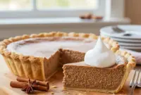 Decadent Cinnamon Pie – A Festive Dessert That Steals the Show1 Cinnamon Pie with a smooth spiced filling and golden crust, served as one of the most eye-catching Festive Desserts, featuring a rich Creamy Pie texture inspired by Cinnamon Cake, perfect for Holiday Pies, standout Unique Desserts, an irresistible Pie Dessert, classic Homemade Pie, and cozy Sweets Treats for celebrations.