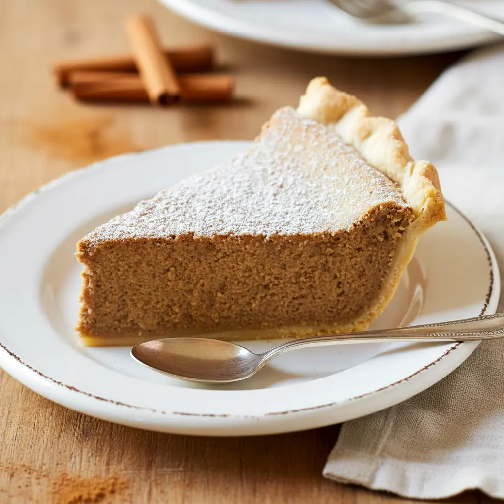 Cinnamon Pie with a smooth spiced filling and golden crust, served as one of the most eye-catching Festive Desserts, featuring a rich Creamy Pie texture inspired by Cinnamon Cake, perfect for Holiday Pies, standout Unique Desserts, an irresistible Pie Dessert, classic Homemade Pie, and cozy Sweets Treats for celebrations.