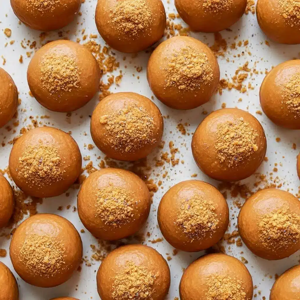 A close-up of creamy Cheesecake Protein Balls made with rich cookie butter, styled as bite-sized Biscoff Protein Balls on a plate, showcasing delicious Biscoff Balls with a smooth texture. These no-bake treats double as easy Food Ball snacks, inspired by classic Biscoff Snacks and sweet Butterscotch Protein Balls flavors.