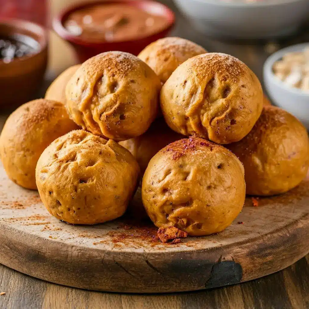 A close-up of creamy Cheesecake Protein Balls made with rich cookie butter, styled as bite-sized Biscoff Protein Balls on a plate, showcasing delicious Biscoff Balls with a smooth texture. These no-bake treats double as easy Food Ball snacks, inspired by classic Biscoff Snacks and sweet Butterscotch Protein Balls flavors.