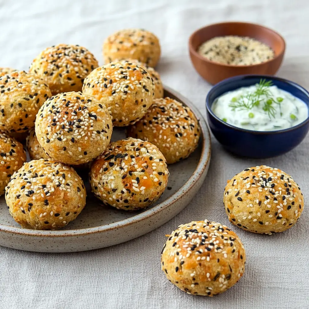 Golden, fluffy bagel bites shown as a High Protein Morning Snack, topped with seasoning for Everything But The Bagel Recipes, displayed as Baked Protein Bites perfect for Snacks Ideas For Work, easy Protein Snack Ideas On The Go, or simple High Protein Lunch Ideas For School, great for fans of Prime Protein Recipes, filled and chewy High Protein Bites, ideal when you want More Protein in every bite.