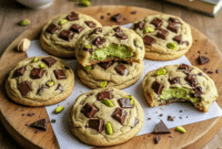 Soft and chewy pistachio cream cookies with swirls of green pistachio filling, inspired by Strawberry Pistachio Cookies and Salted Pistachio Cookies, showcasing rich Pistachio Baking and simple Pistachio Cream Uses.