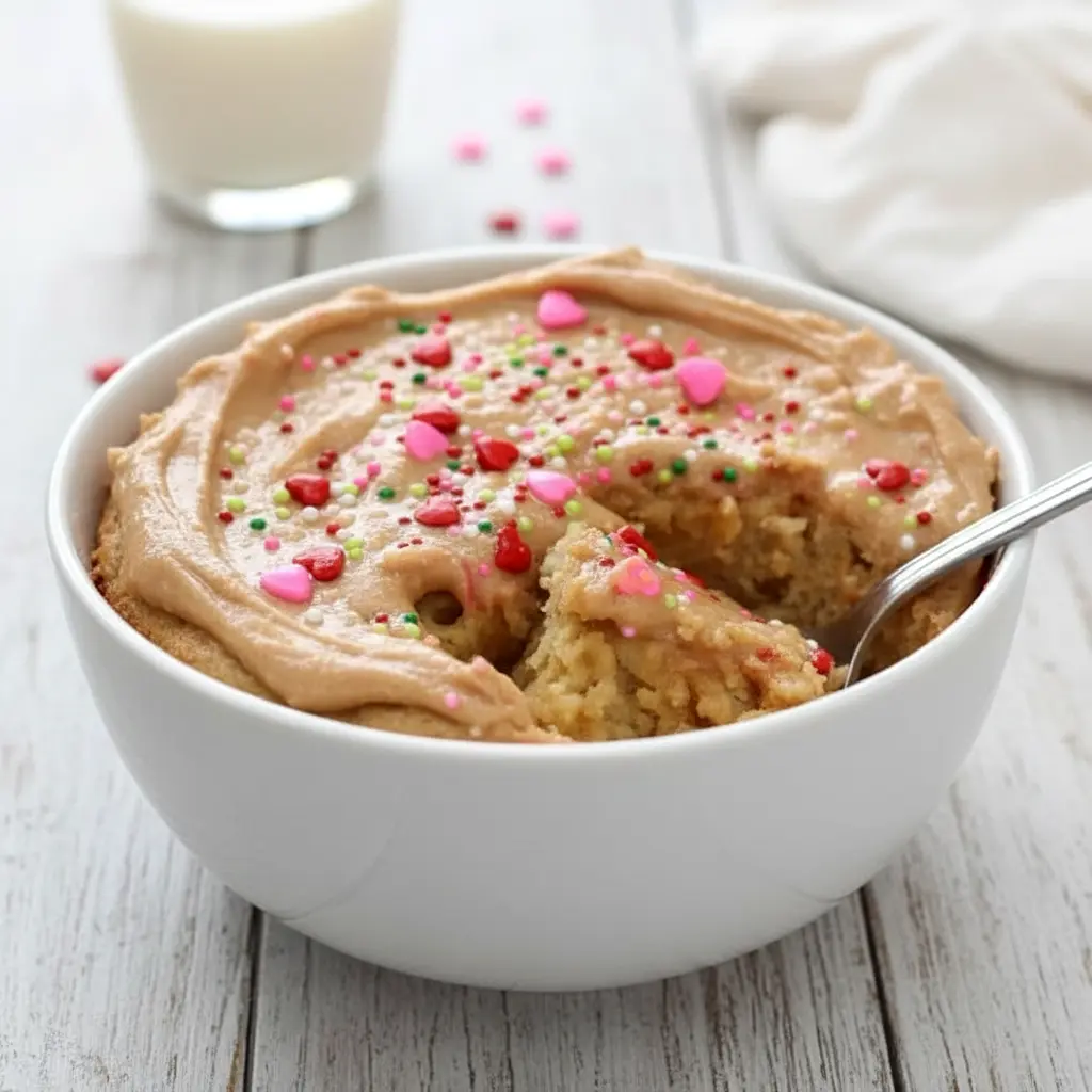 A single-serving baked oats dish flavored like a sugar cookie, golden on top and served in a small ramekin, showing a cozy, high-protein breakfast option.
