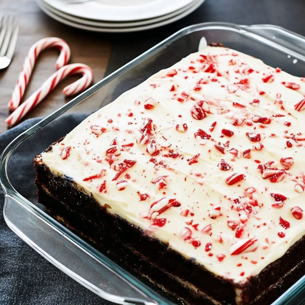 Cheesecake Cake with chocolate layers and creamy cheesecake swirls, frosted with Delicious Cream and crushed candy canes, displayed as a festive Christmas Cake alongside other Holiday Desserts, ideal for Christmas Cooking, Holiday Baking, and fans of Delicious Cake Recipes, Christmas Food Desserts, and Banana Chocolate Chip treats.