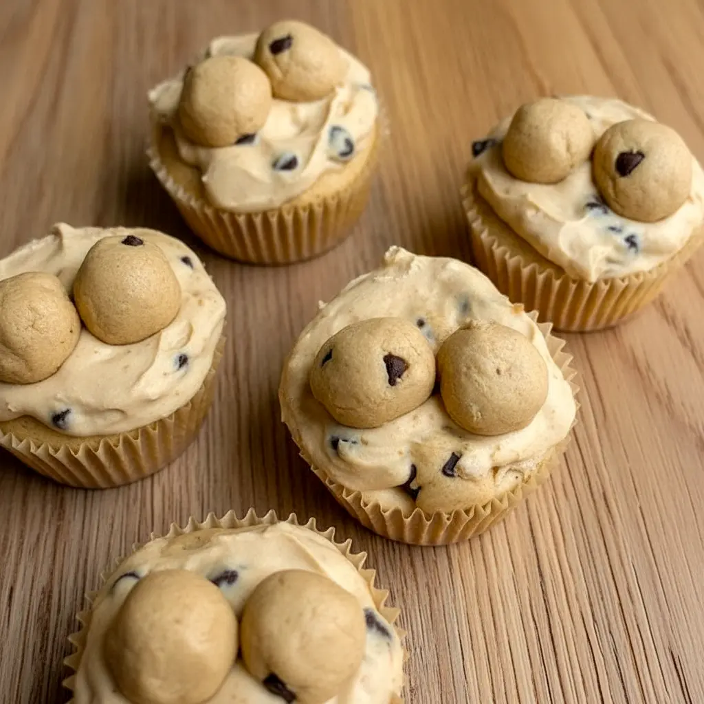 A close-up of creamy yogurt cups layered with cookie dough bites, showing Protein Cookie Baking Ideas, Healthy Protein Cookie Dough, Protein Cookie Dough For One, How To Make Protein Cookie Dough, How To Make Protein Cookie Dough Bites, Cookie Dough Yogurt, Healthy Protein Desserts, High Protein Yogurt, and Protein Baking in a delicious no-bake treat.
