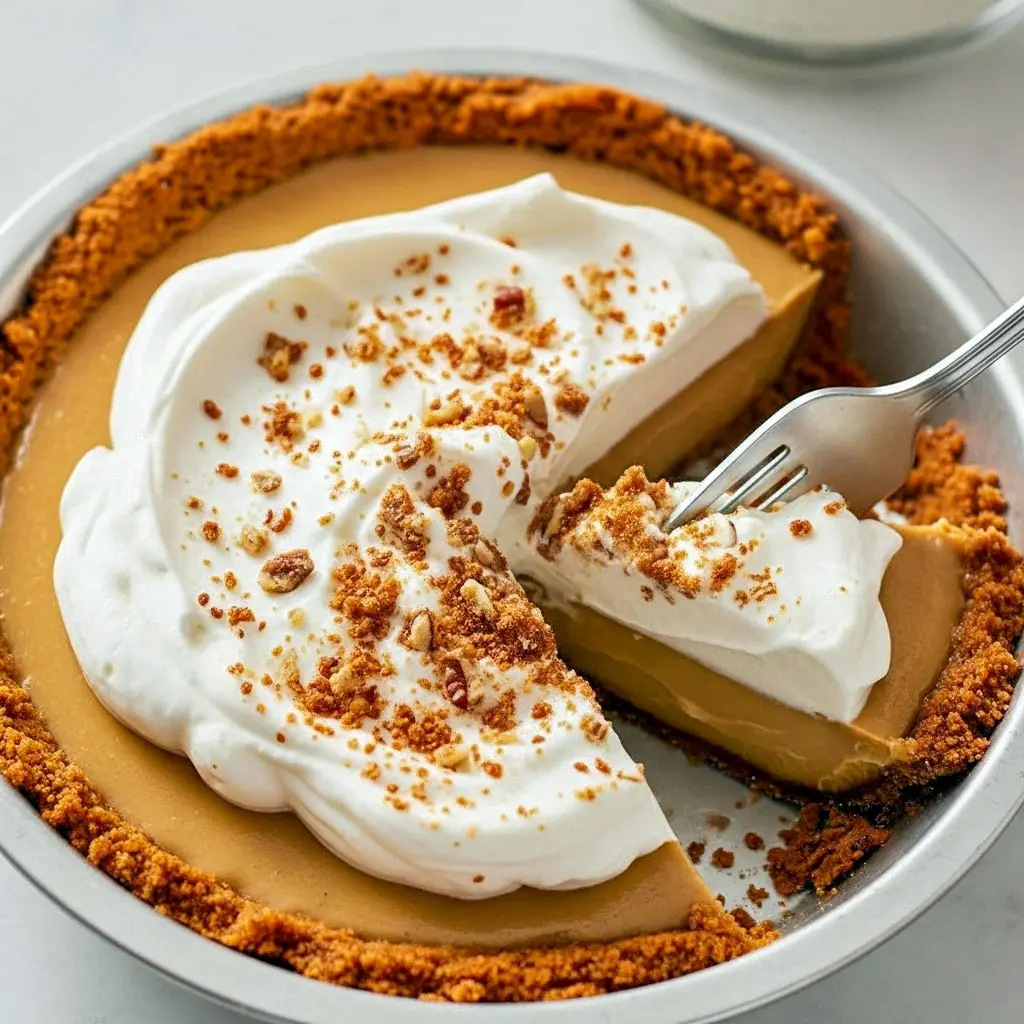 Slice of Creamy Butterscotch Pie topped with fluffy whipped cream in a buttery cookie crust, a stunning example of Fancy Pie Recipes and Cream Pies Recipes Holiday, ideal for a Christmas Cream Pie or festive Holiday Pie table.