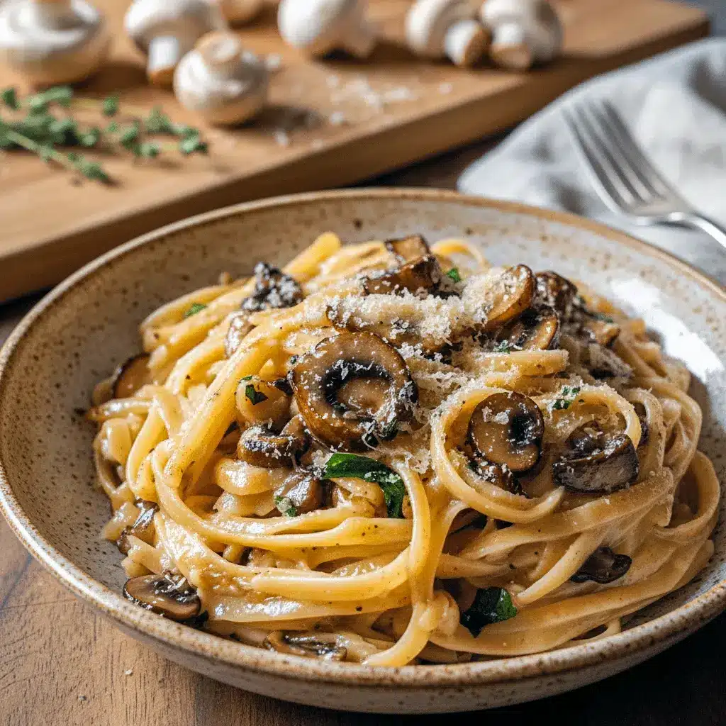 Creamy caramelized leek and mushroom Tasty Pasta dish with Gruyere sauce, perfect for cozy Pasta Dinners and easy Pasta Dinner Recipes. A bowl of Perfect Pasta inspired by Recette Santé, great for Vegetarische Rezepte, flavorful Mushroom Recipes, or even made with Tortellini, served hot and Al Dente.