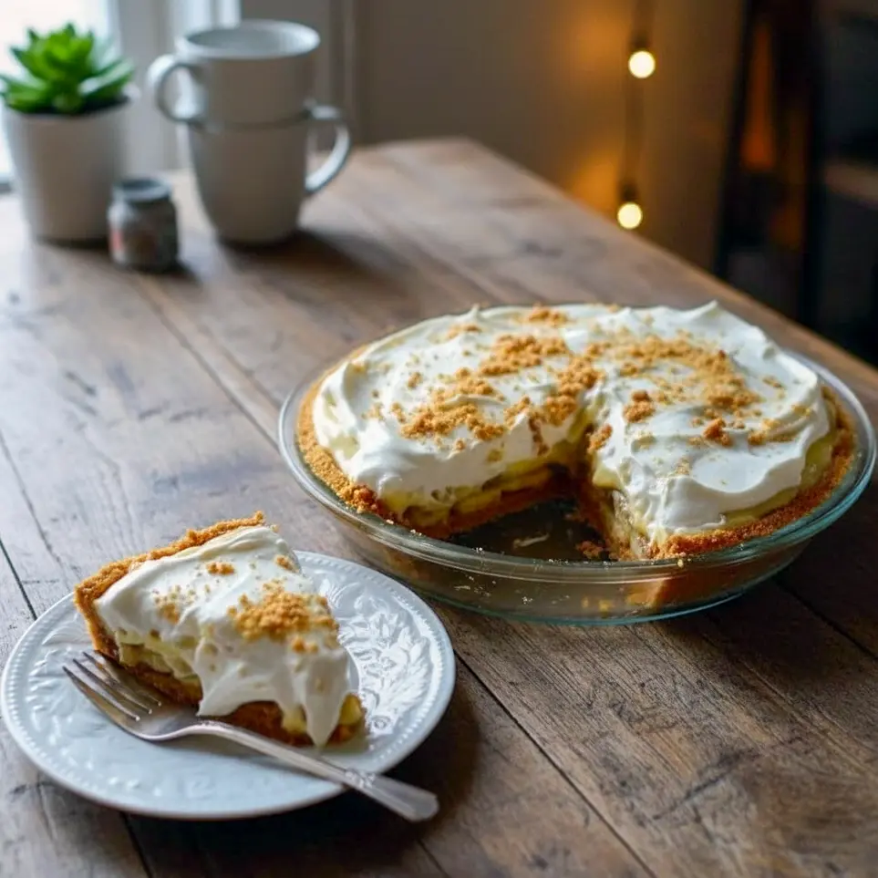 A luscious bourbon banana cream pie topped with fluffy whipped cream and cookie crumbs, showcasing rich banana layers and a boozy twist—perfect for fans of Dinner Desserts, Banana Cream Pie Flavor, Bourbon Cream Pie, Banana Whiskey Pie Recipe, Pie Recipe With Bourbon, Banana Cream Pie Recipe Inspiration, Banana Bourbon Pie, Bourbon And Pie, and Bananas Foster Cream Pie.