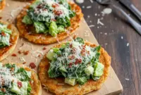 A stack of Cesar Salad Tacos turned into golden, skillet-seared Crispy Chicken Caesar Smash Tacos, filled with romaine, parmesan, bacon, and creamy dressing for the ultimate Chicken Caesar Salad Taco and Chicken Ceaser Salad Taco experience. These easy Cesar Smash Tacos are perfect for Dinner Tonight Easy Healthy, showcasing irresistible Chicken Caesar Salad Smash Tacos that double as bright, crunchy Caesar Salad Smash Tacos ideal for Light Summer Suppers.