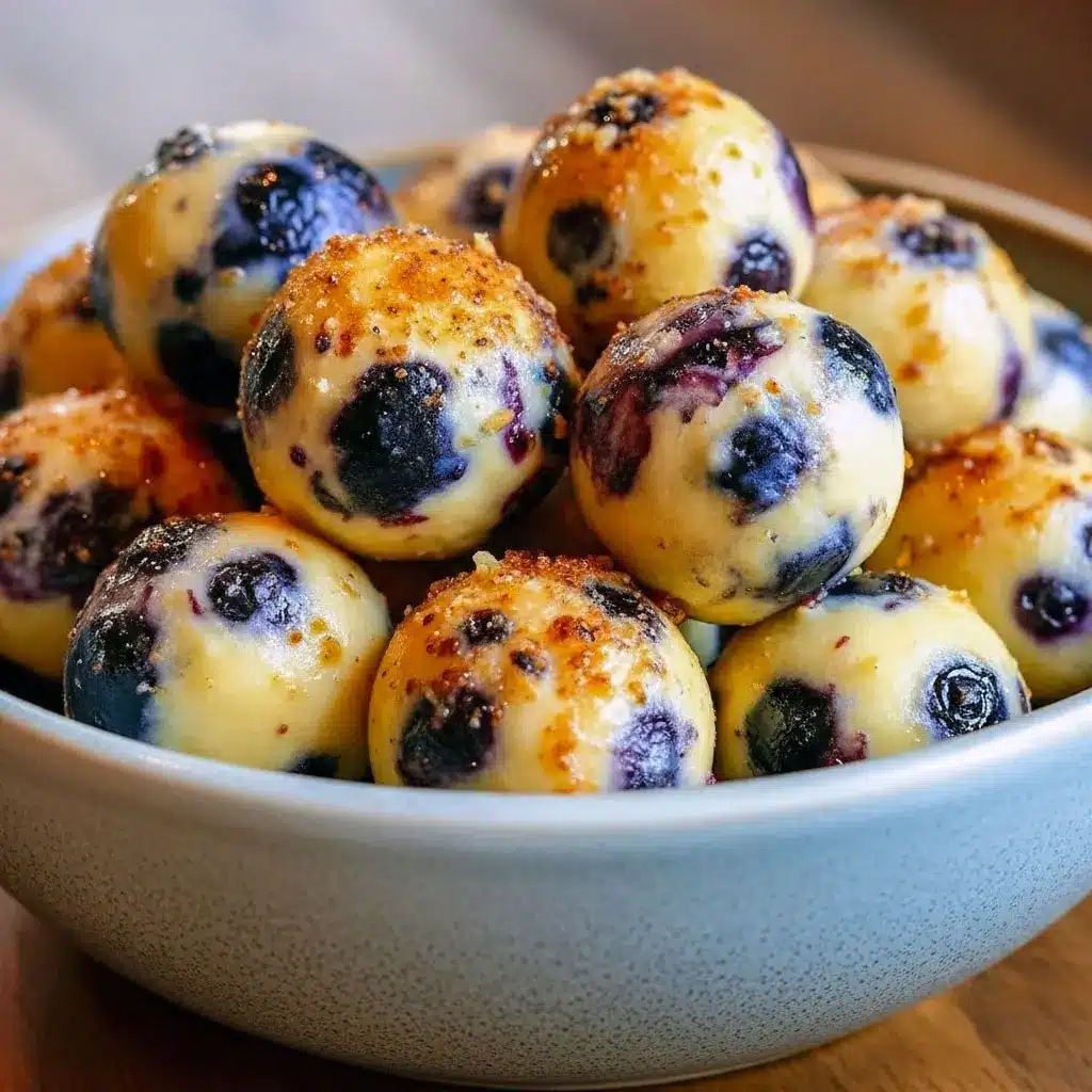 Lemon blueberry cottage cheese protein bites arranged on parchment with fresh blueberries and lemon zest for a healthy snack.