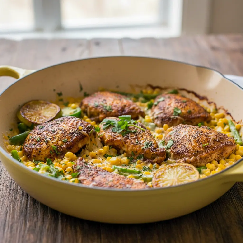 One-pan Cheesy Jalapeno Chicken cooked in a skillet with jalapeños, melted cheese, and golden seared chicken, perfect for a flavorful Jalapeno Chicken Dinner or quick weeknight meal.
