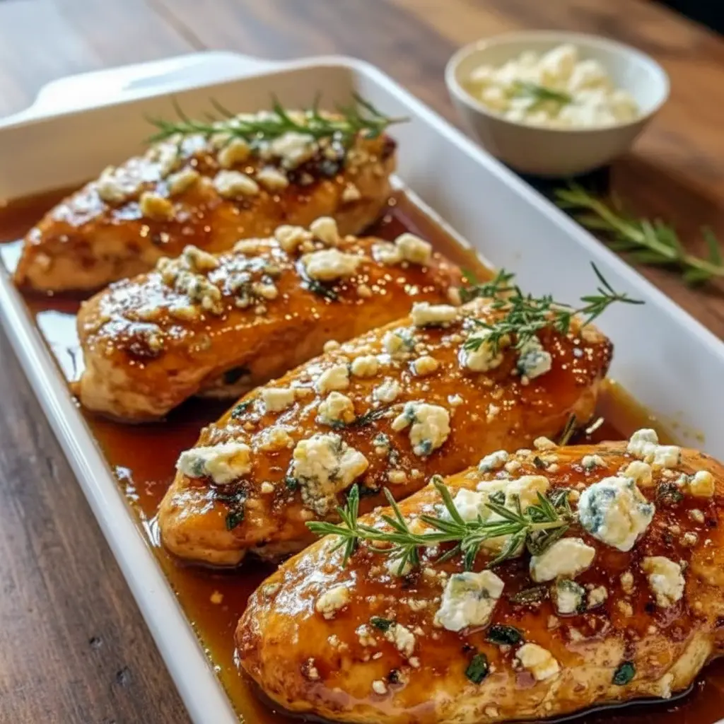 Plate of hot honey feta chicken topped with herbs, showcasing a glossy sweet-spicy glaze — a delicious Dinner Crowd Pleasers recipe perfect for easy entertaining and flavorful weeknight meals.