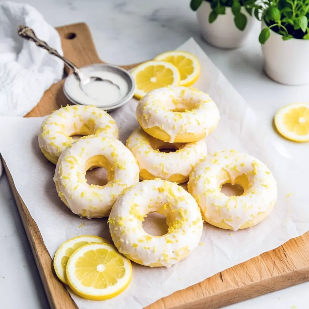 Freshly baked Glazed Protein Donuts topped with lemon vanilla glaze, a healthy and Healthy Protein Donut Recipe that’s gluten free, protein-packed, and perfect for an easy breakfast or snack.