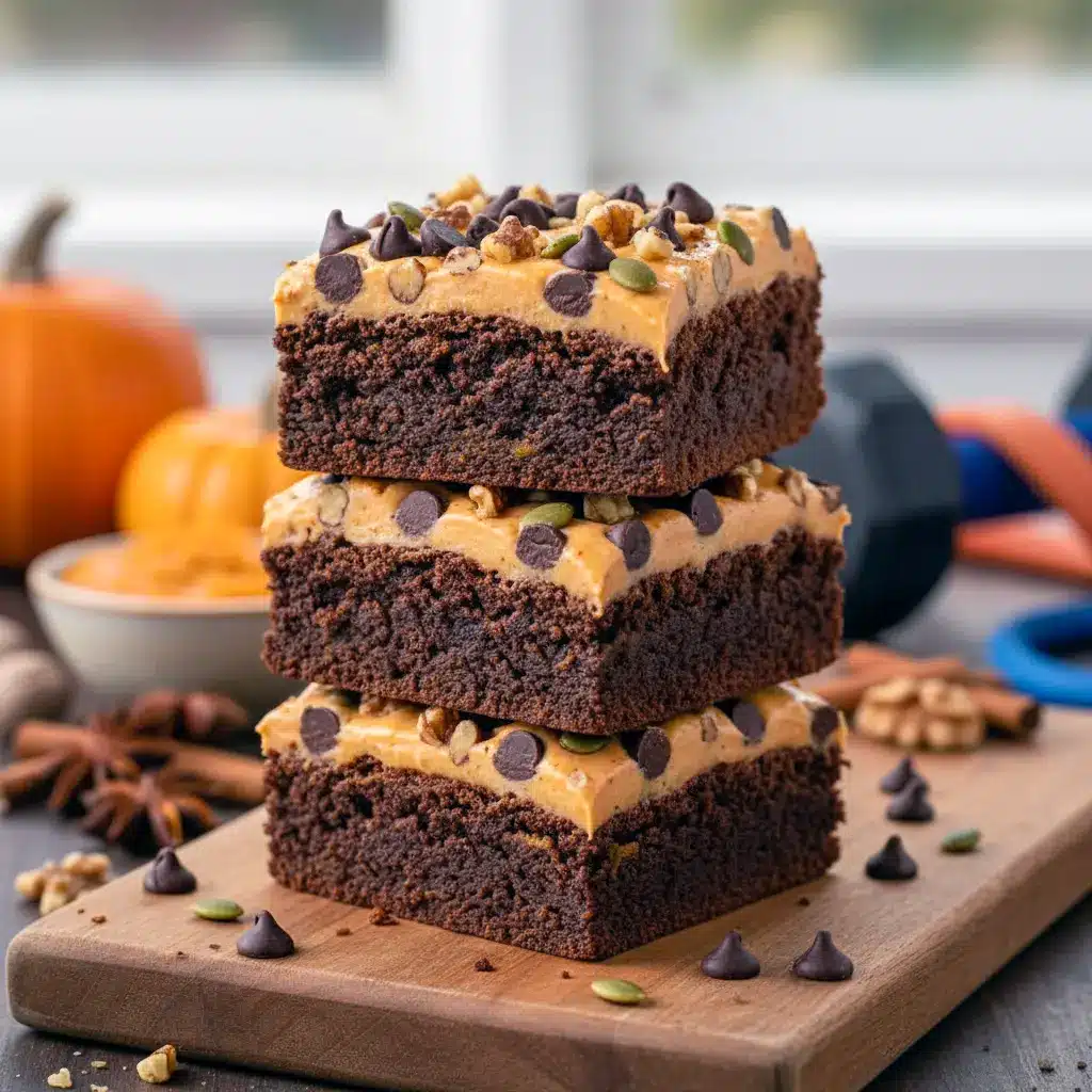Fudgy baked pumpkin brownies sliced into bars, inspired by Chocolate Pumpkin Pb Protein Bars, ideal for Pumpkin Protein Brownies and wholesome Healthy Brownies With Pumpkin Puree for snacks or post-workout treats.