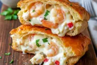 Write a short description and image alt text for Pinterest for my pin titled: Irresistible Shrimp and Crab Melts That Make the Ultimate Comfort Snack It Must contain these words and phrases one time and bold each word you used, but make sure the first keyword is always used: Shrimp And Crab Melts Easy Party Entrees For A Crowd Shrimp Recipes Breakfast Shrimp And Crab Meat Recipes Canned Tiny Shrimp Recipes Shrimp Biscuit Shrimp Biscuits Shrimp Lunch Ideas Shrimp And Biscuits