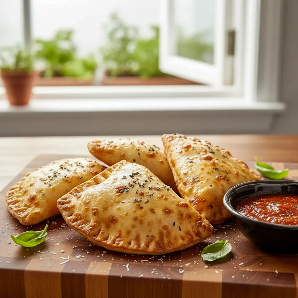 Golden baked pizza hot pockets filled with melty cheese and sauce, ideal for Hot Meal Prep, Filling Lunch Meal Prep, simple Protein Filled Lunch Ideas, and freezer-friendly High Protein Premade Meals.