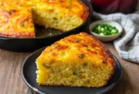 A warm skillet of Corn Bread Recipe baked to golden perfection, packed with cheese and peppers, inspired by Southern Recipes and classic Cajun Cornbread from authentic Southern Cooking traditions.